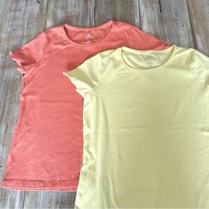 St. John's Bay  Essential Tee Coral and Yellow Large Set of 2